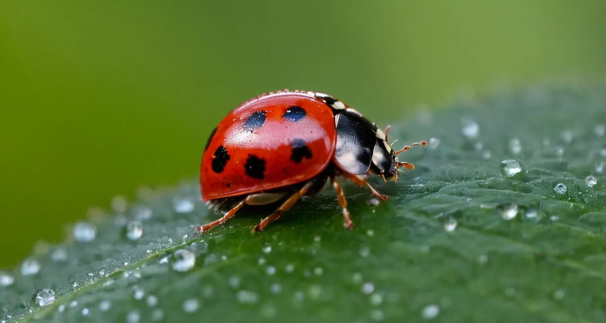 Marienkäfer auf einem Blatt – natürlicher Blattlausfeind im Garten
