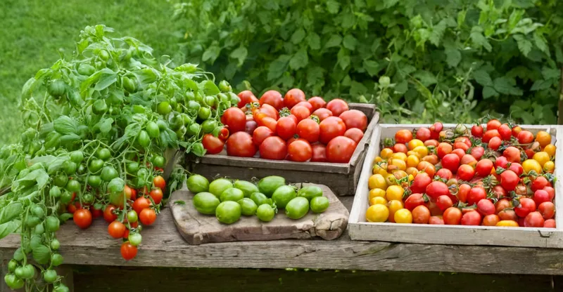 Verschiedene Tomatensorten in farbenfroher Auswahl