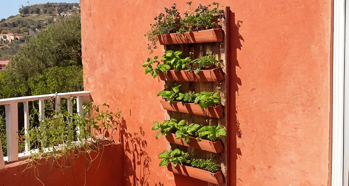 Vertikaler Garten auf dem Balkon – Kräuter und Salate in Wandtaschen und Regalen